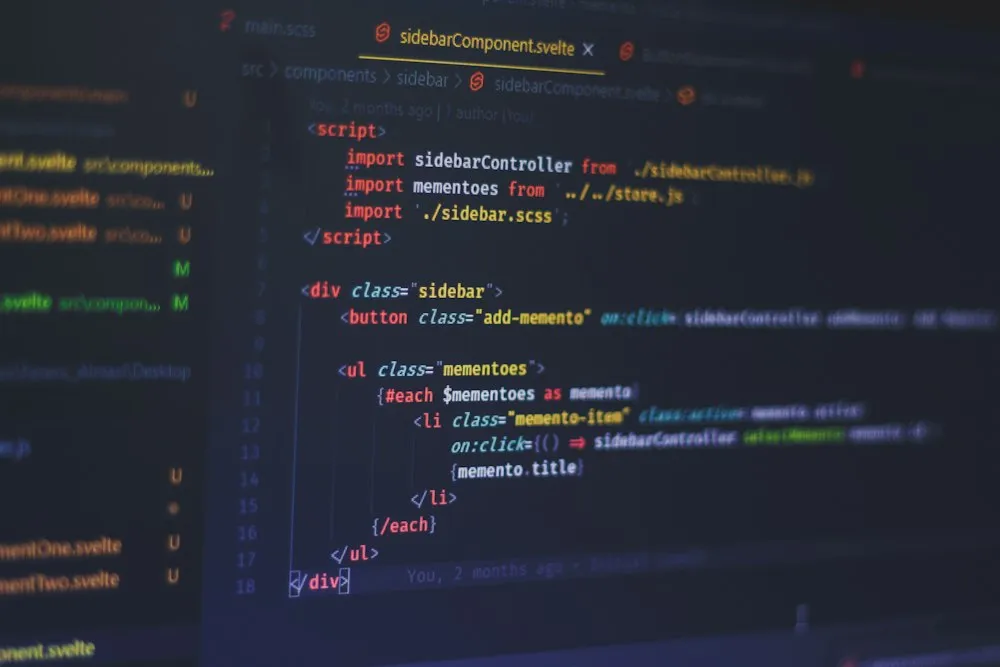 Component code open in an editor