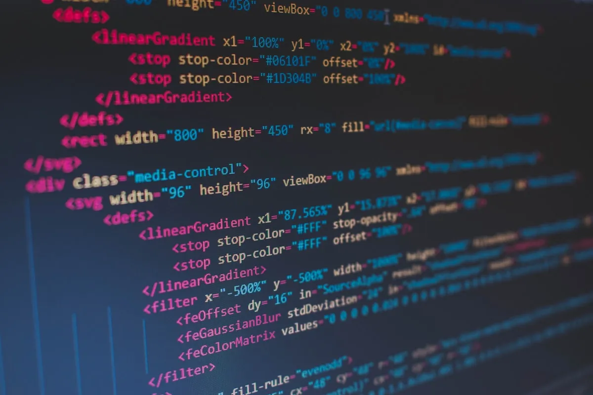 Close-up of SVG markup on a screen