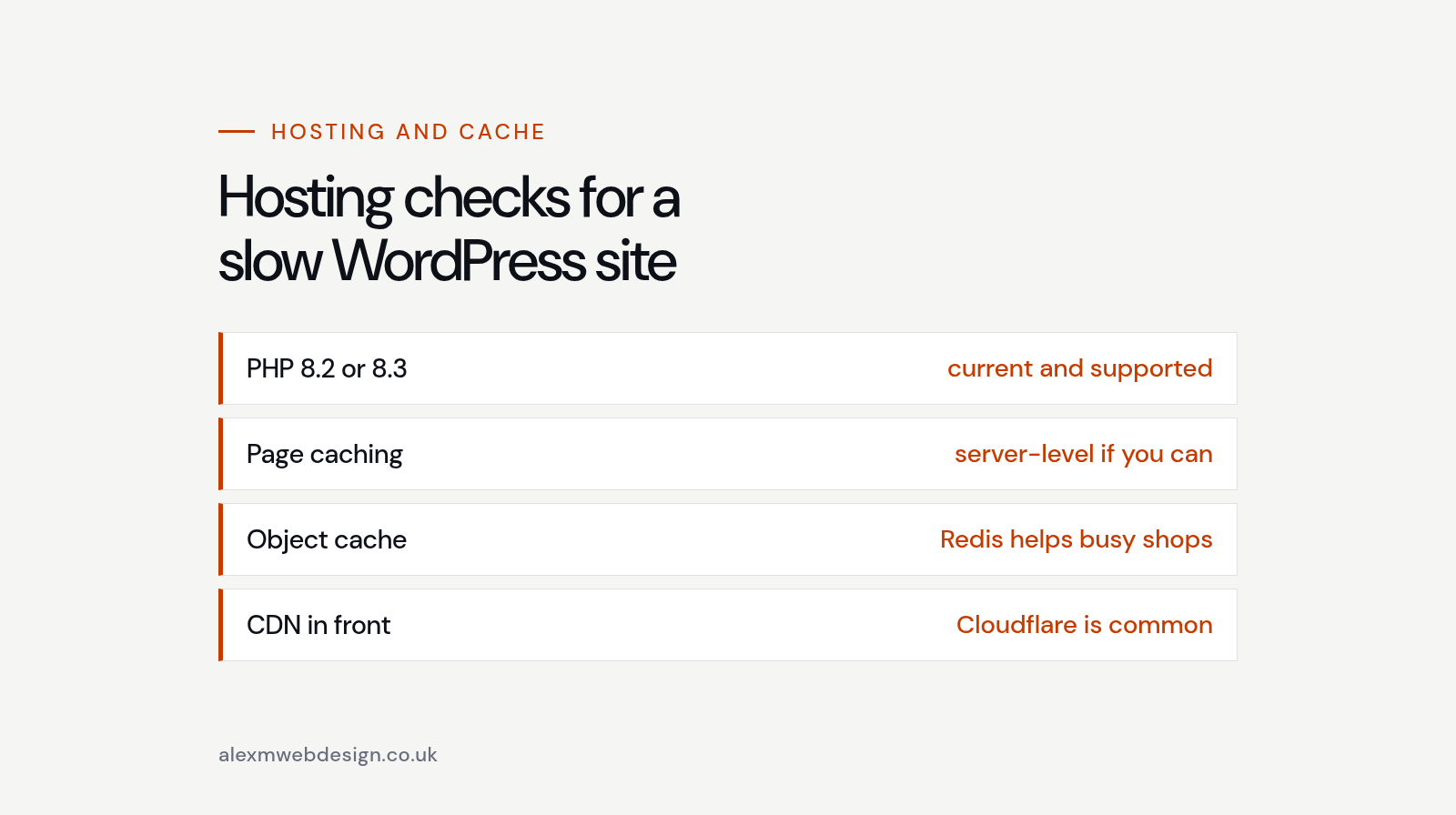 Slow WordPress site hosting and caching checklist